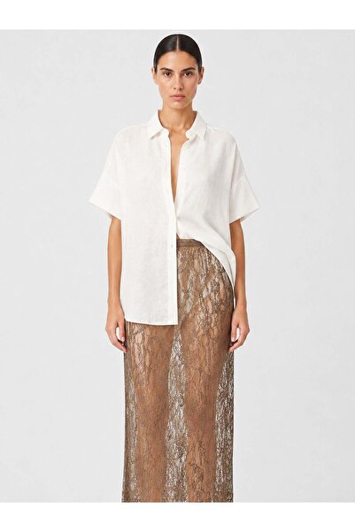 RİVUS Lace Pencil Skirt - Brown