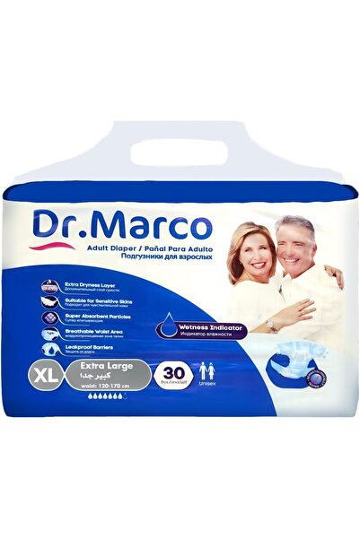 DR.MARCO حفاضات للكبار من د. ماركو، مقاس XL، 30 قطعة، حفاضات تركية الصنع مع ط...