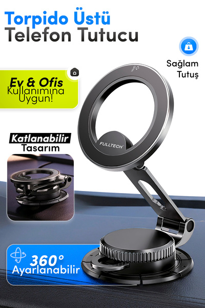 Fulltech FHD25 MagSafe Manyetik Araç İçi Telefon Tutucu 360° Döner Dashboard ...