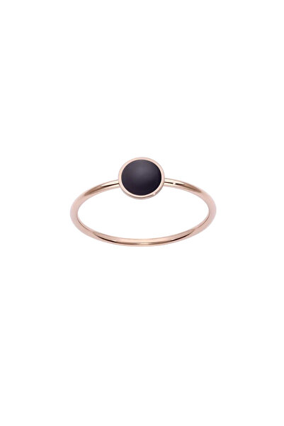 Lisa&Co. Inel Aur Enamel Coin 50 mm / Aur roz / Email negru