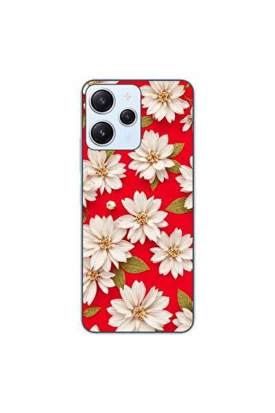 OEM Case compatible with Xiaomi Redmi 12 4G Silicon Gel Tpu Model White Flowe...