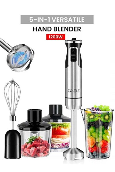 ZOLELE Hand Blender with Stainless Steel Blades, 5-in-1 Multifunctional Desig...
