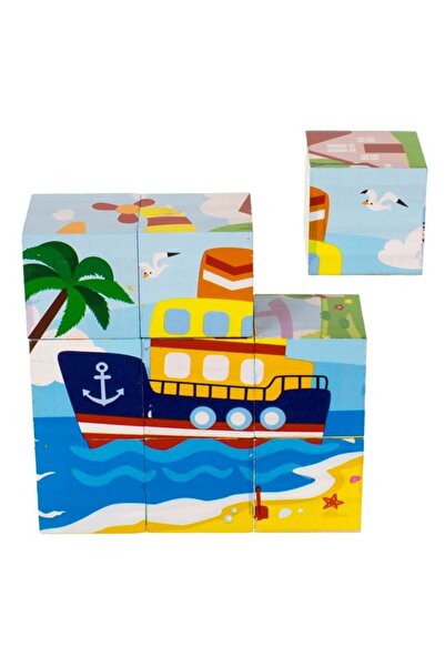 OEM Puzzle educativ din lemn pentru copii, Cuburi din Lemn Puzzle Vehicule (9...