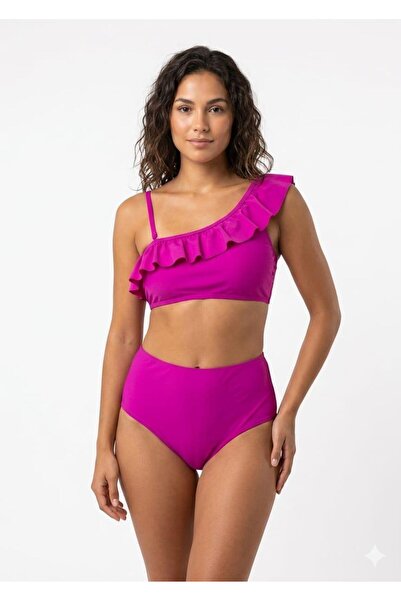aykidsclup Women's One-Shoulder Ruffle Bikini 7214-F