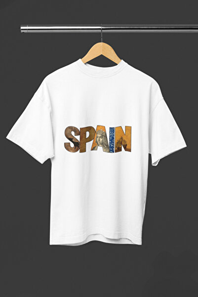 MAGORS Spain Text Printed Oversize Unisex T-Shirt - City Themed Cotton Printe...