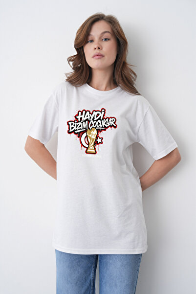 TREND EMMODA Tricou alb pentru fani al echipei naționale, imprimat cu Cupa Mo...