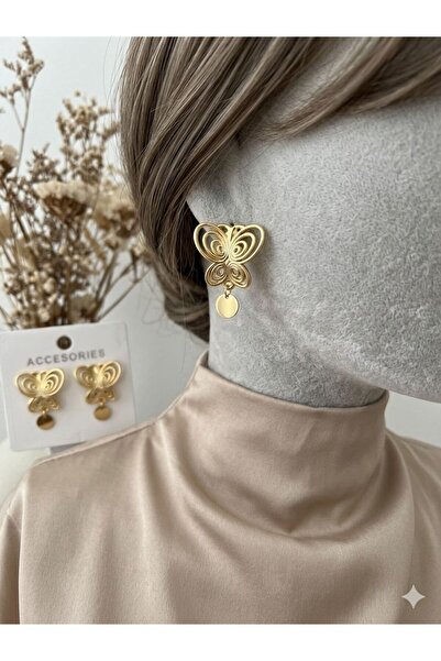 FashionAccessory أقراط على شكل فراشة متدلية (أقراط فوسون)