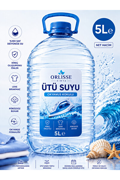 Orlisse Premium Okyanus Kokulu Ütü Suyu 5 Litre | Kireç Önleyici, Kalıcı Fera...