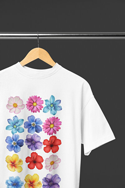 MAGORS Cherry and Bow Printed Coquette Colorful Floral Pattern Crew Neck T-Shirt