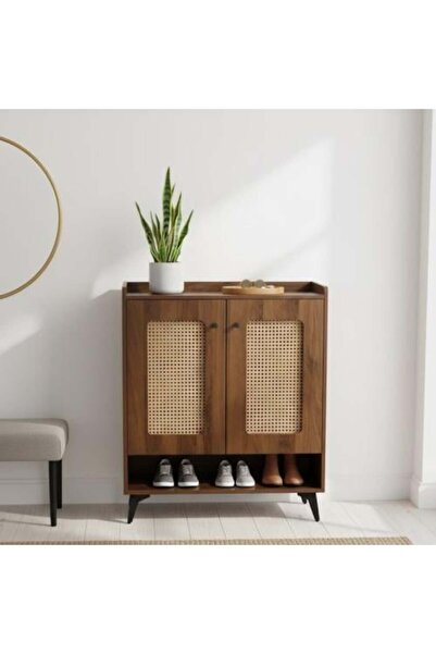 Palma homez Brown Color Wood Grain Bamboo Finish Shoe Storage Cabinet 2 Shoe ...