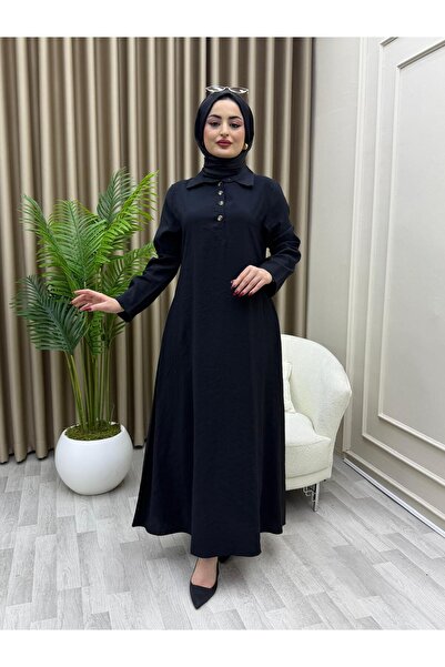 azeldembutik Kadın Modal Elbise Önden Düğmeli