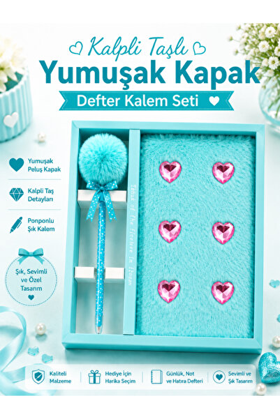 ideal STORE Heart and Stone Plush Notebook and Pompom Pen Set – Special Desig...