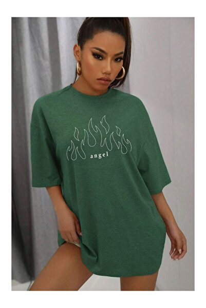 classy moda Άνετη εφαρμογή, Oversize, Μίνιμαλ μπλούζα με στάμπα μπροστά, κοντ...