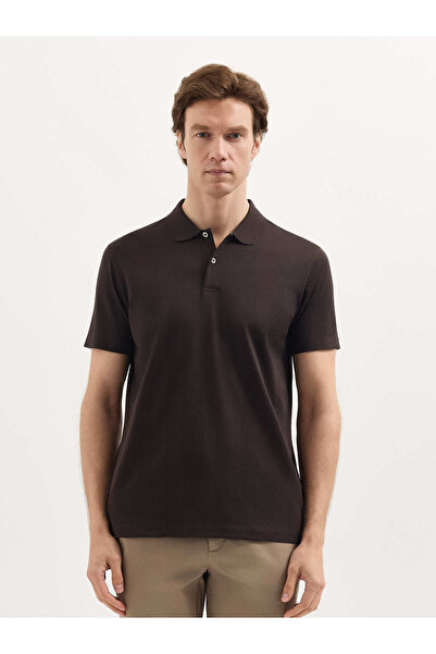 Karaca Kahve T-Shirt-Polo Yaka Tişört