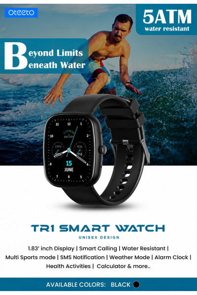 OTEETO TR1 Smart Watch – 1.83" HD Display, Smart Calling, 5ATM Water Resistan...