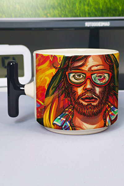 ZipZap كوب سيراميك فاخر مطبوع عليه Hotline Miami (قطعة واحدة) بمقبض أسود خاص ...