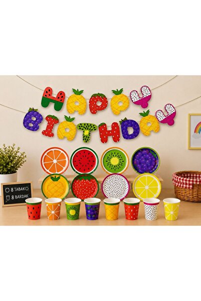 Partifabrik Fruit Party Summer Colorful Pastel Color Themed Cardboard Plates ...