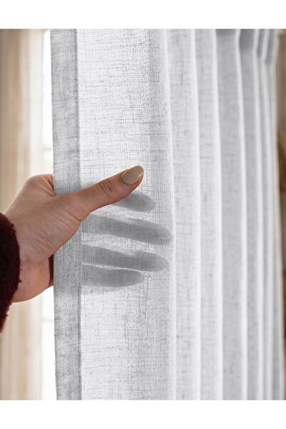 FAVOLLİ Kırık Beyaz Renk Keten Dokulu Tül Perde - 1/3 Sık Pile - Pinterest St...