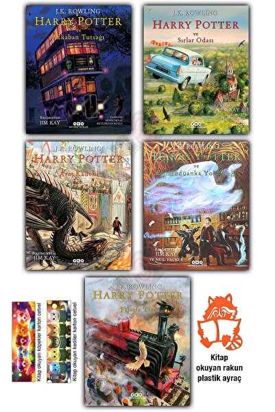 Yapı Kredi Yayınları Harry Potter 1-2-3-4-5 Resim Özel Baskı Büyük Boy Felsef...