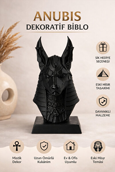 Karis ART Siyah Dekoratif Anubis Heykeli - Modern Tasarım, Zarif Ev Ofis Akse...
