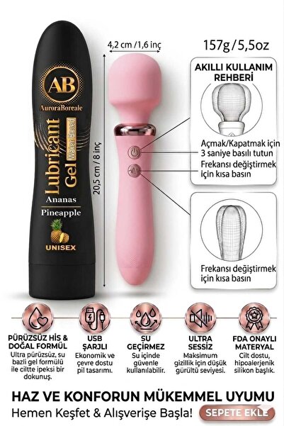 AuroraBoreale Büyük Boy Ananaslı Kayganlaştırıcı Jel 10 Titreşim Modlu Masaj ...