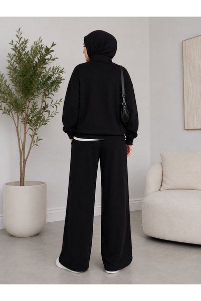 modlux 3 (Pieces) Women's Black Gray Navy Blue Wide Leg Sweatpants