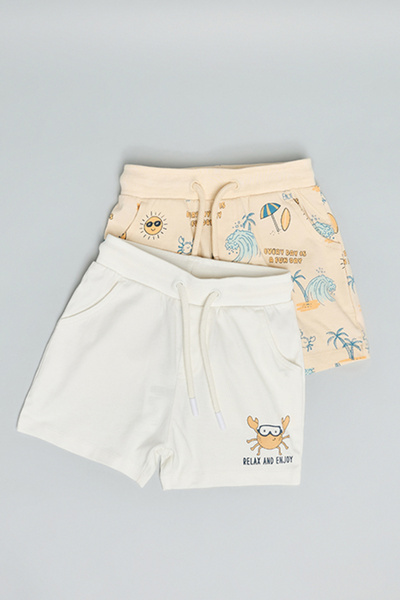 R&B 2 Pack Print Shorts with Drawstring Waist