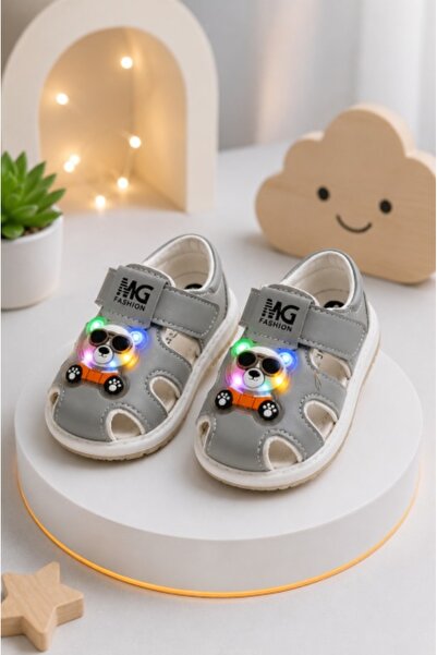 Superbaby Gray sandals with lights for super babies - Ursulet