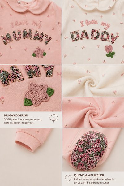 My Babies Label طقم ملابس أطفال مكون من قطعتين بتطريز مفصل من Mommy & Daddy