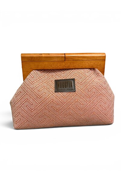 Nuggita Clutch/Portofoliu din lemn (Geantă de mână/de umăr) cu model geometri...
