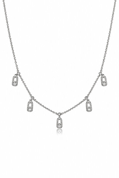 Rafal Elegant Zircon Chain Necklace for Women - Luxurious Silver Plated Fashi...