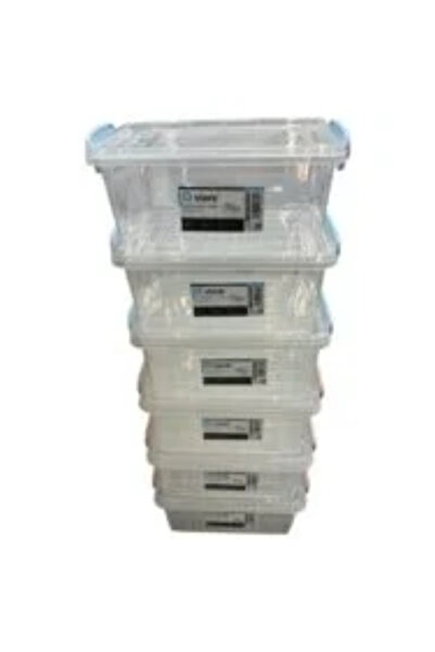sterk 6 5L Transparent Plastic Boxes with Lid and Handle Closure 26x16x14cm