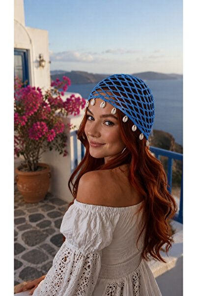 Handmade Efece Baby Wear Hand-Knitted Seashell Hair Net Fishnet Beanie Bandana