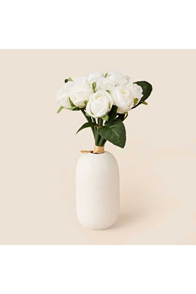 Evidea Deco Gül 12'li Buket Çiçek - Beyaz - 27 cm