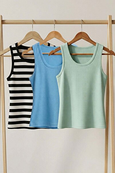 COTENCONCEPT 3 piese Tricou cu bretele din amestec de viscoză, cu nervuri