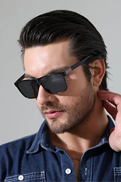 Violon Men's Black Frame Black Glass Handle Detail Sunglasses