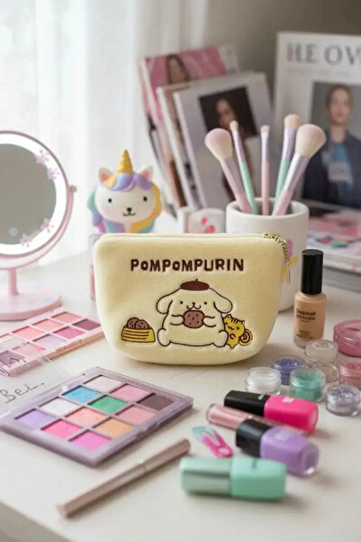 Miniso Sanrio Licensed Pompompurin Cosmetic Bag Soft Plush Texture Yellow 23 cm