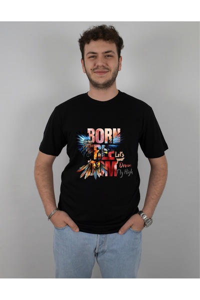 Krays تي شيرت للجنسين مطبوع عليه نسر من Born Free - تي شيرت صيفي كاجوال من ال...