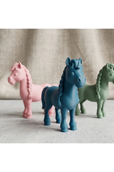 OEM Figurină Cal cu Coamă Împletită, Imprimată 3D, Jucărie și Decor