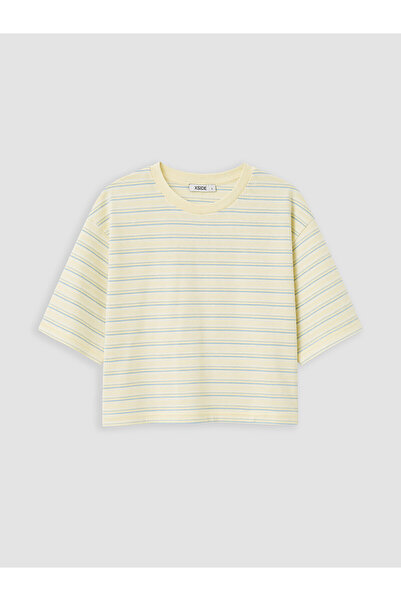 LC Waikiki Nevavm Striped Oversize Women's Crop Top with a Difference