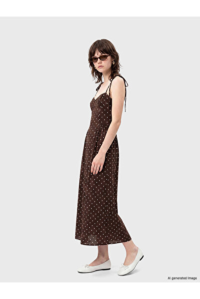 LC Waikiki Nevavm Heart Collar Polka Dot Strap Dress with a Difference