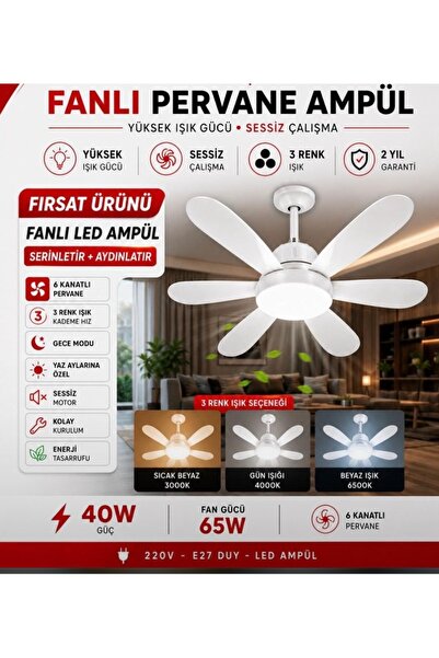 ADOĞAN Altı kanatlı led ampullü vantilatör