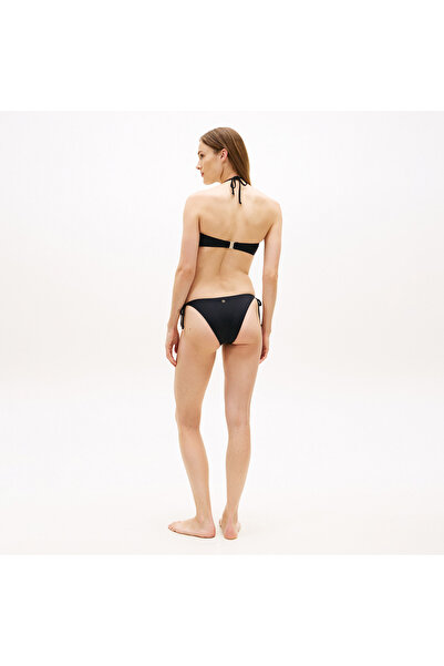 Tommy Hilfiger Women's Side-Tie and Turtle Shell Patterned Black Bikini Bottom