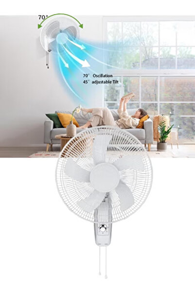TAPIT Oscillating Wall Mount Fan 16 Inch 4000 CFM Industrial Wall Fan with 5 ...