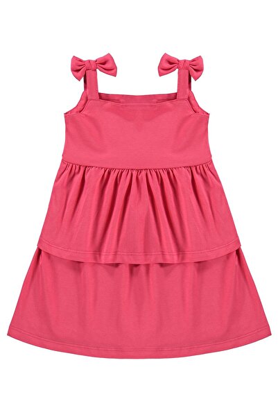 Civil Girls Omuz Fiyonklu 6-9 Yaş Elbise - Kırmızı