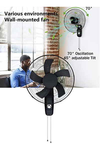 TAPIT Oscillating Wall Mount Fan 16 Inch 4000 CFM Industrial Wall Fan with 5 ...