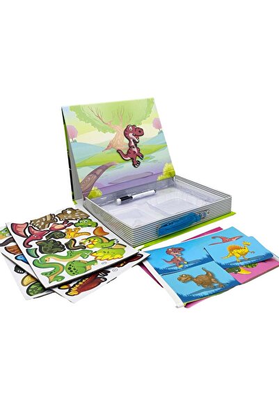 Puzzle صندوق بزل الديناصورات - 46 قطعة مغناطيسية - لعبة تعليمية للأطفال