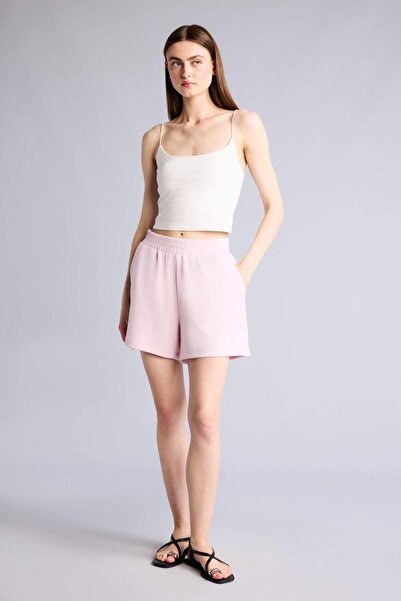 DeFacto Relax Fit Elastic Waist Light Pink Bermuda Shorts H0575Ax26Sm