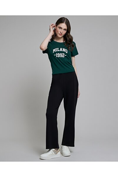 R&B Textured Wide Leg Pants With Elastic Waist