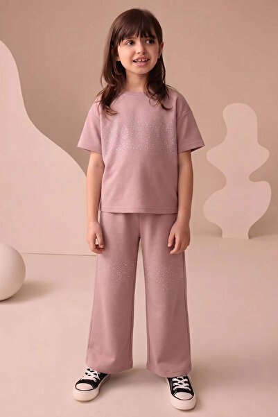 BABY SPORT Set pentru fete cu tricou cu imprimeu în piatră și pantaloni largi...